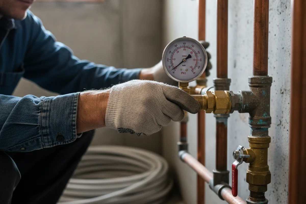 Pressure testing a repaired line during Water Line Repair in Egypt